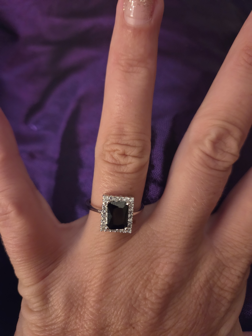 925 Sterling Silver Black Onyx Halo Ring